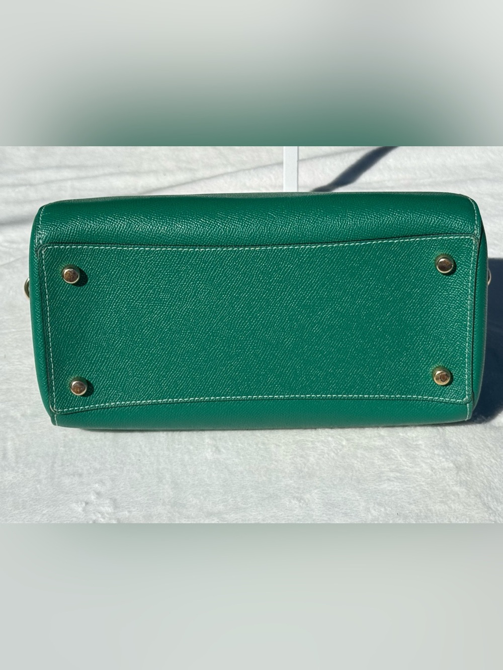 Coach Emerald Green Leather Medium Rowan with Gold Charm Chain. - Picture 4 of 14